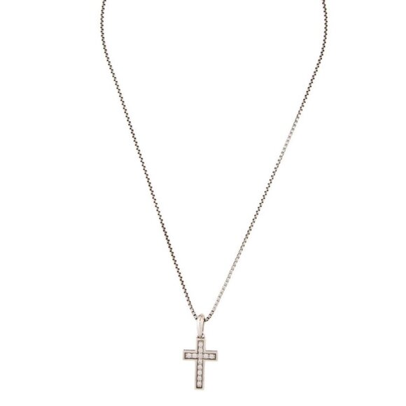DAVID YURMAN DIAMOND 0.78CTW PAVÉ STERLING SILVER 925 CROSS PENDANT NECKLACE - Picture 6 of 12